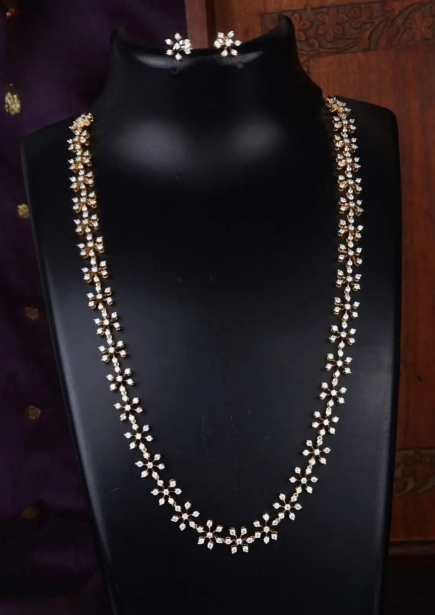 American diamond floral necklace set