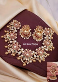 Kundan beads gold plated necklace with earrings