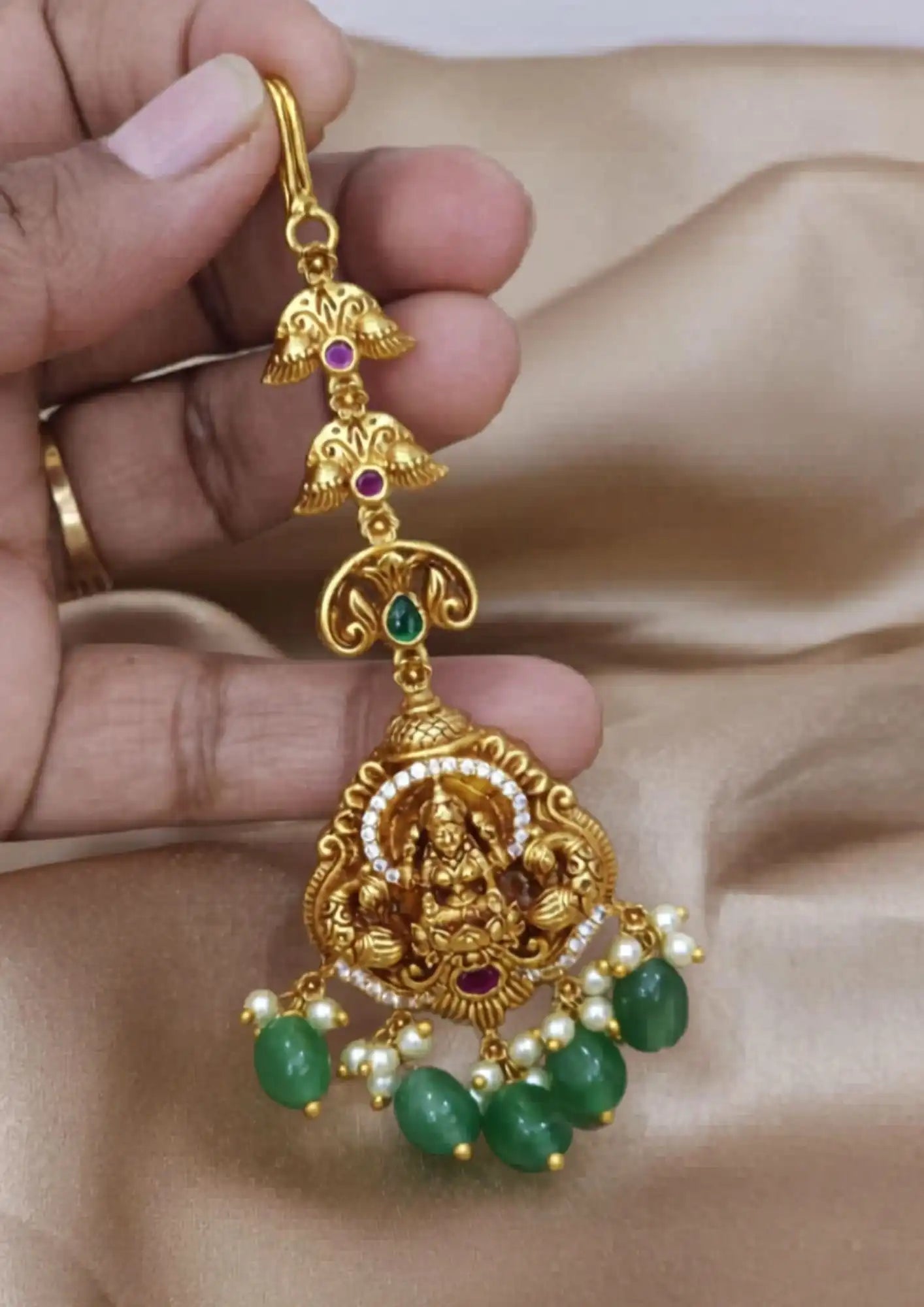 Kundan temple jewelry gold plated mangtikka