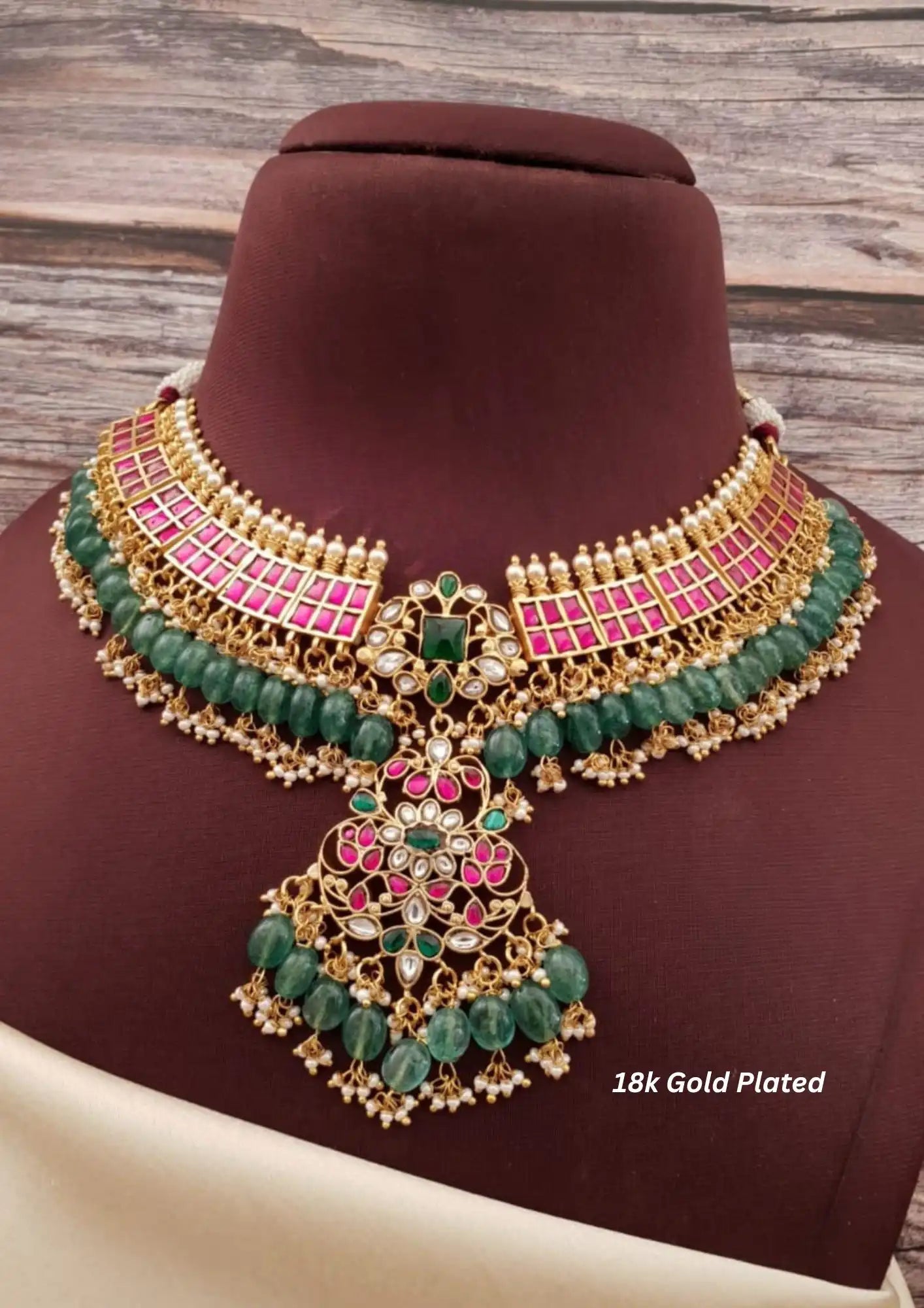 Jadau kundan with real beads Necklace