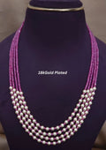 Real cz pearls gold plated necklace