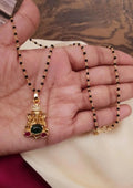 Kundan stone black beads gold plated temple jewellery mangalsutra