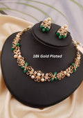 Kundan stone gold plated necklace with earrings