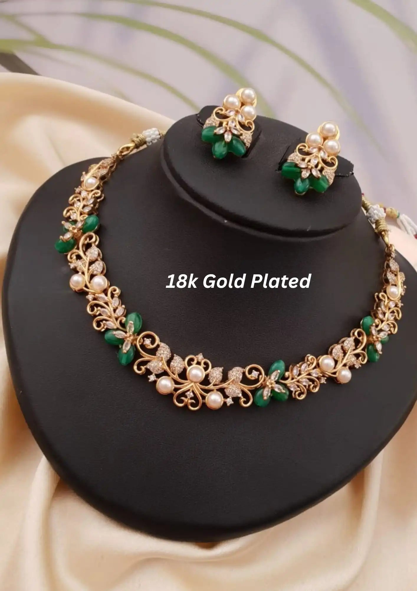 Kundan stone gold plated necklace with earrings