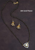 Pure Zirconian Diamond Gold Plated Mangalsutra With Earrings