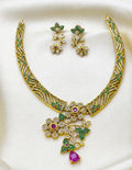 Kundan stones 18k gold plated necklace with earrings