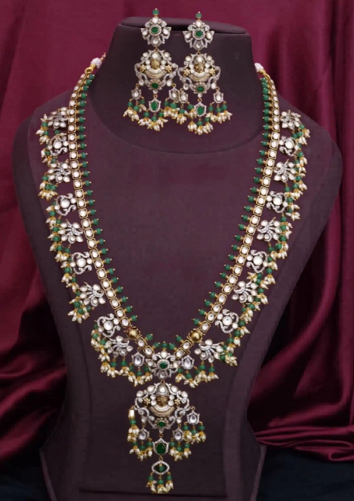 Victorian temple jewelry gold plated necklace with earrings