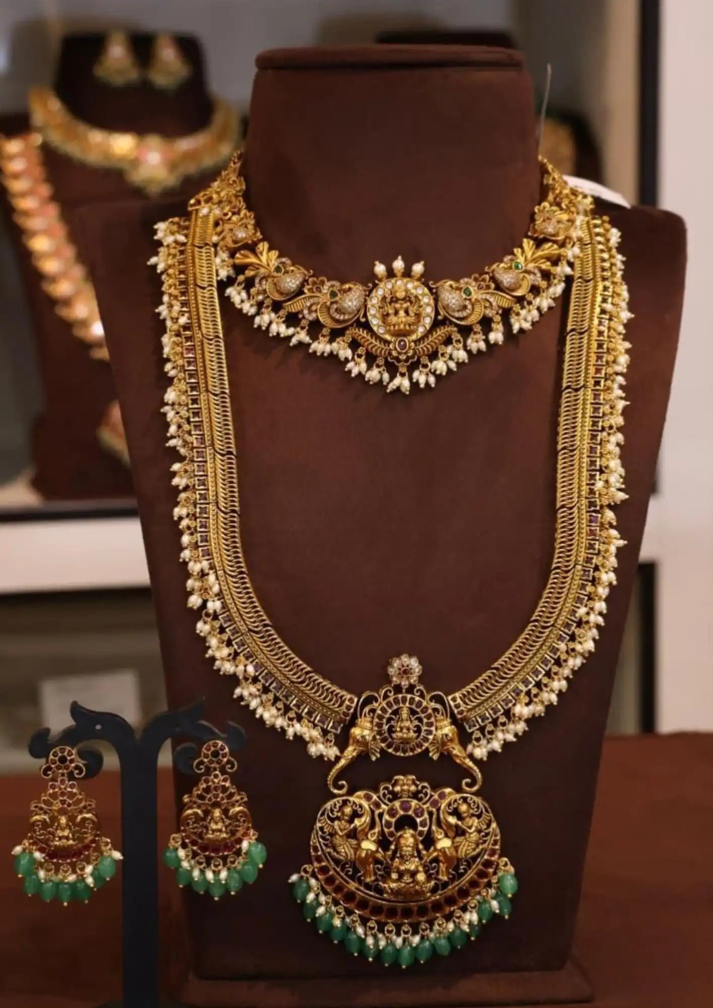Kudan Temple jewelry Heavy bridal set necklace with earrings