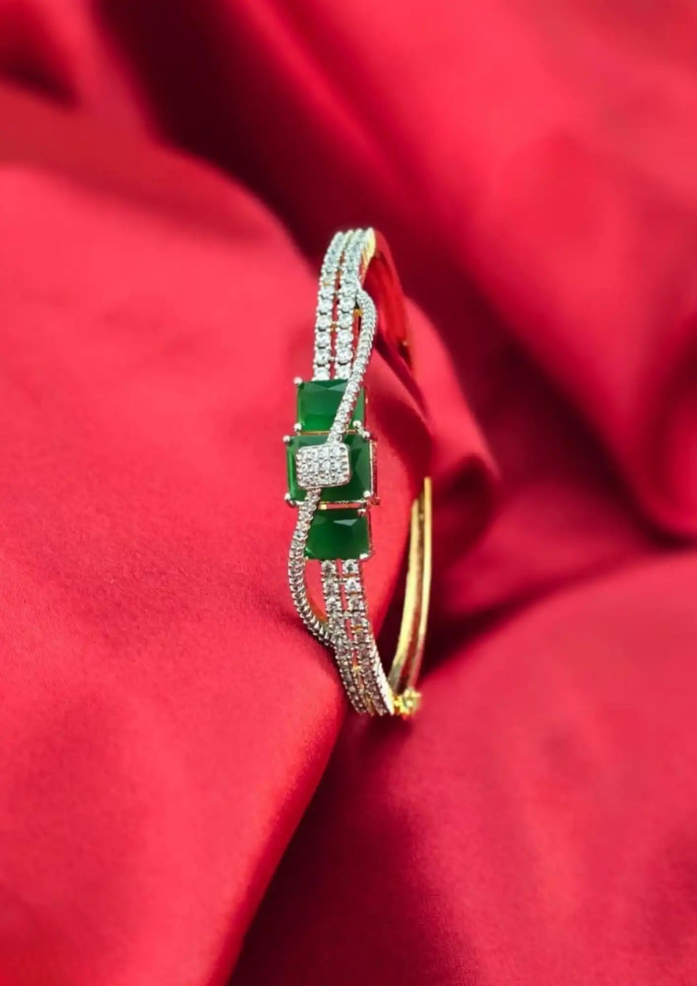 American diamond stone gold plated bracelet (Kada)
