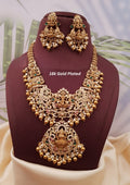 Kundan temple jewelry gold plated necklace with earrings