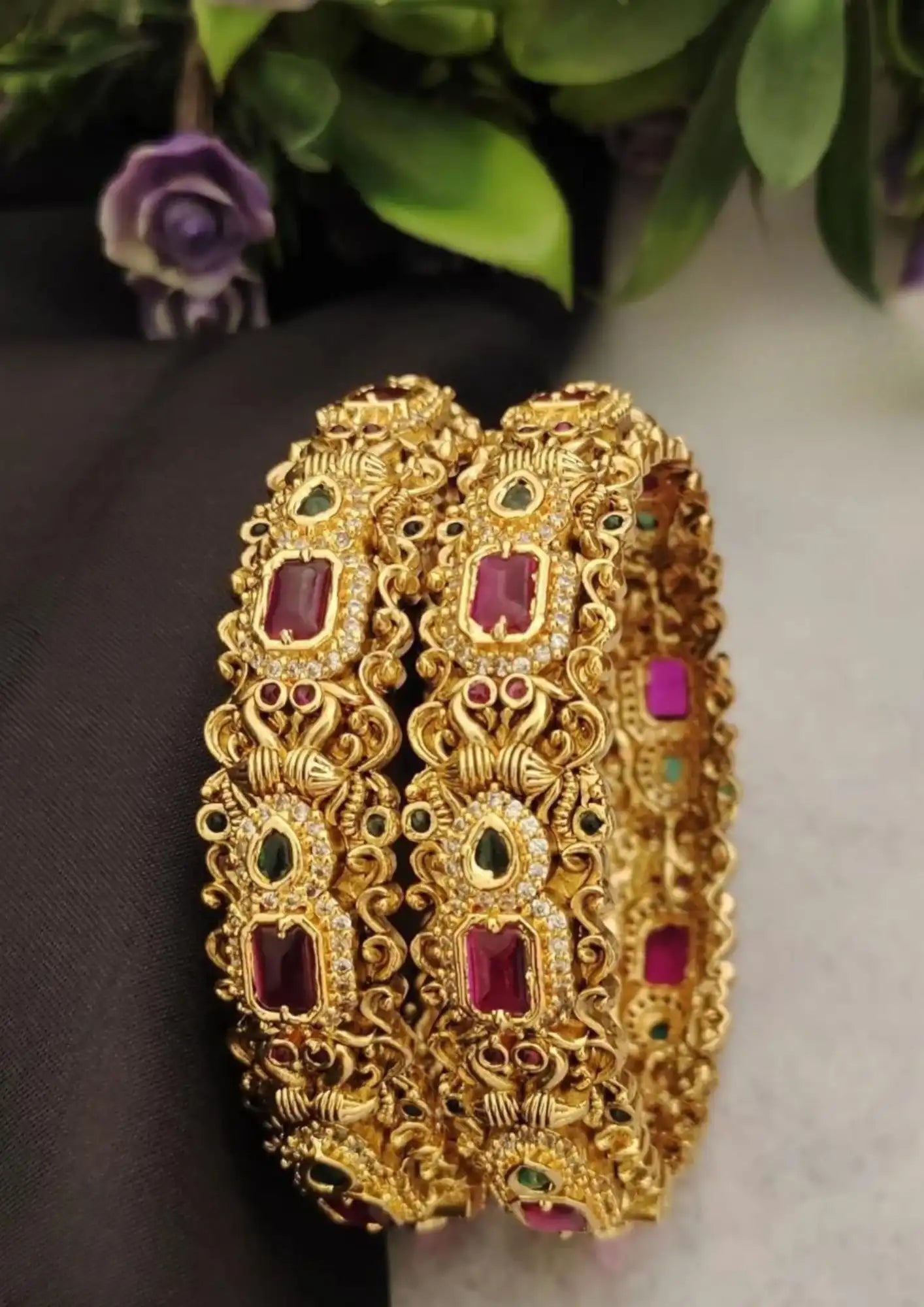 Kundan stone gold plated openable bangles