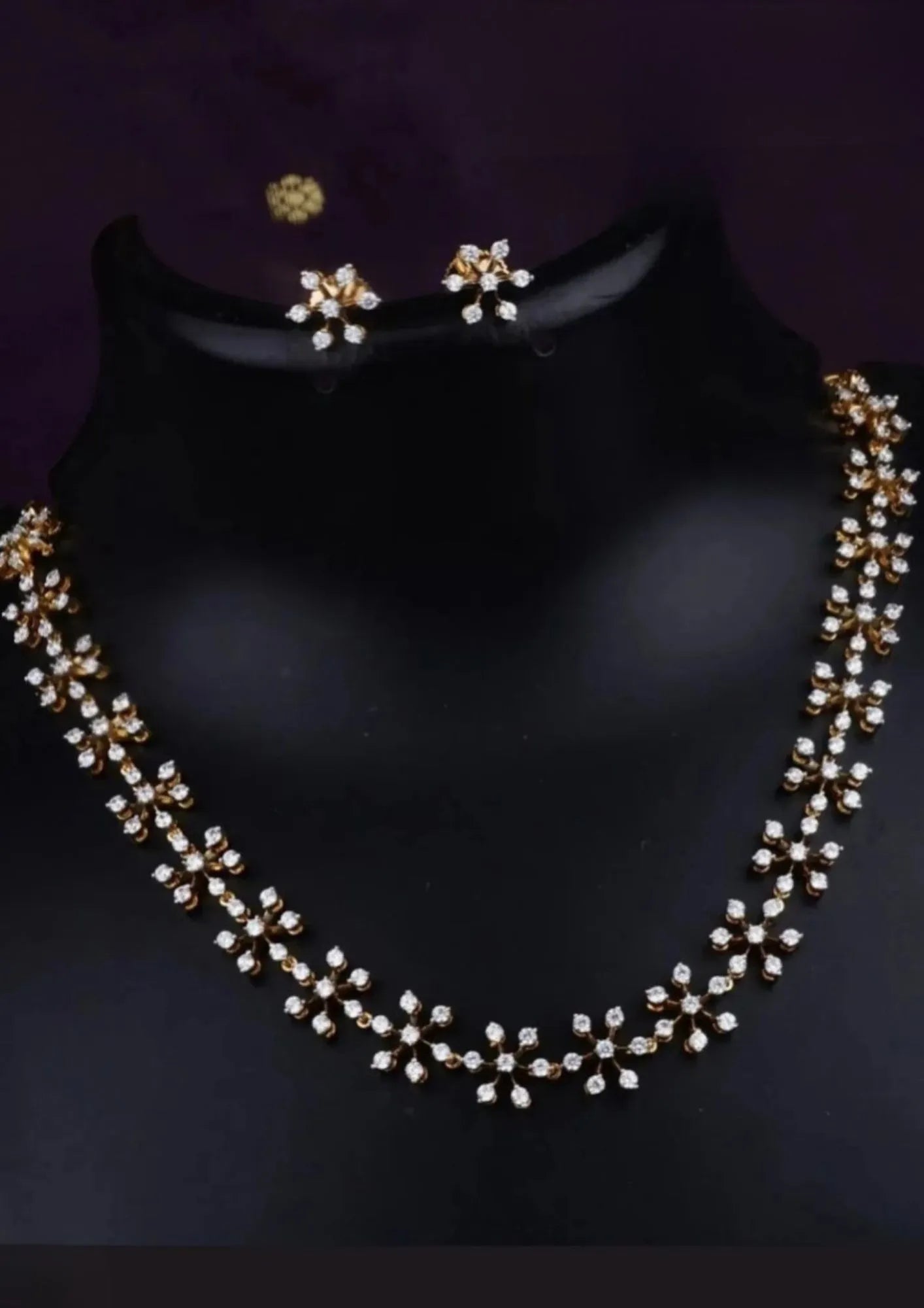American diamond floral necklace set