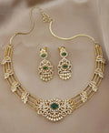 American diamond stone 18 k gold plated necklace with earrings