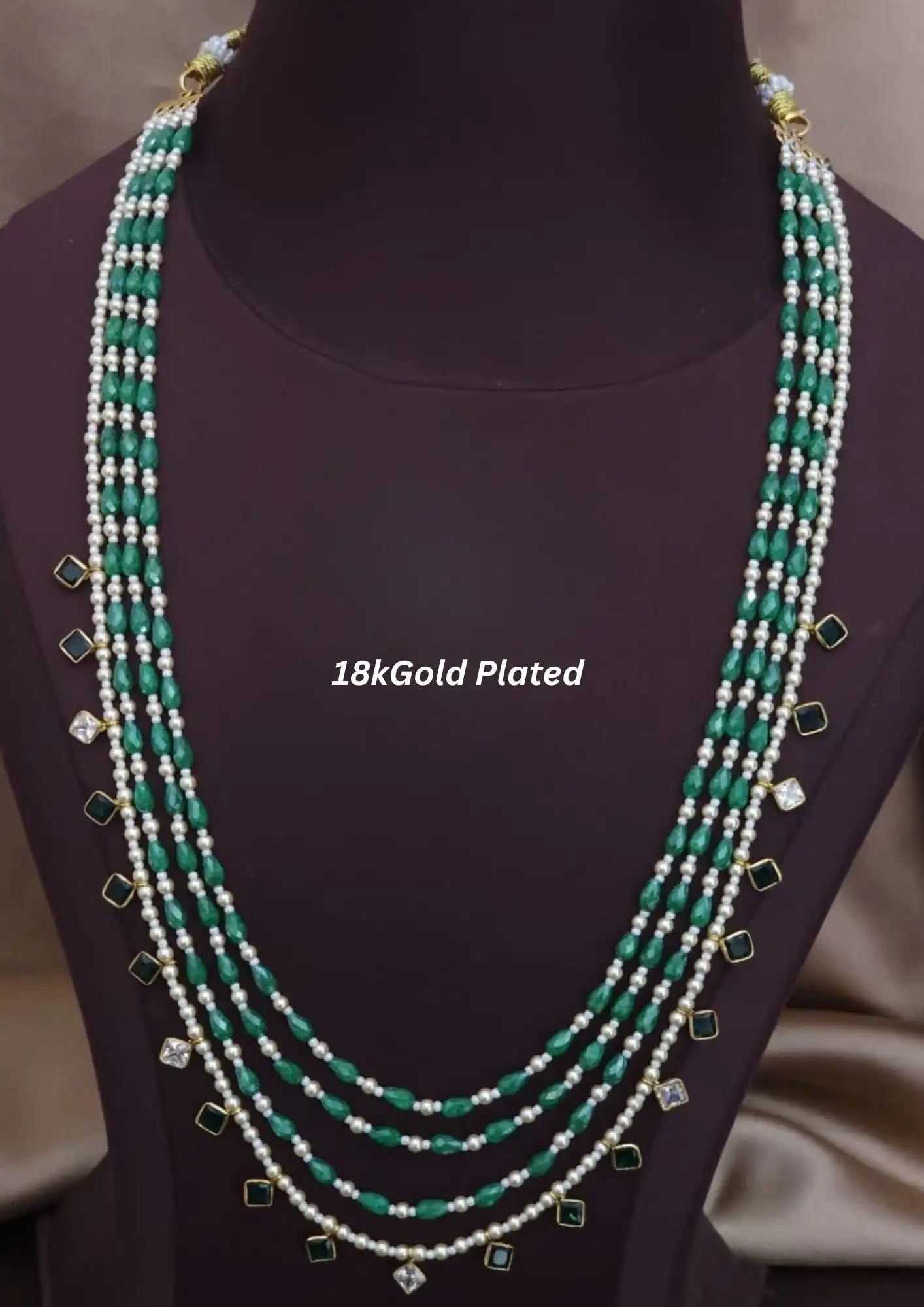 Kundan stone gold plated 4 layer necklace