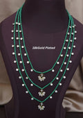 Real cz pearls gold plated 3 layer necklace