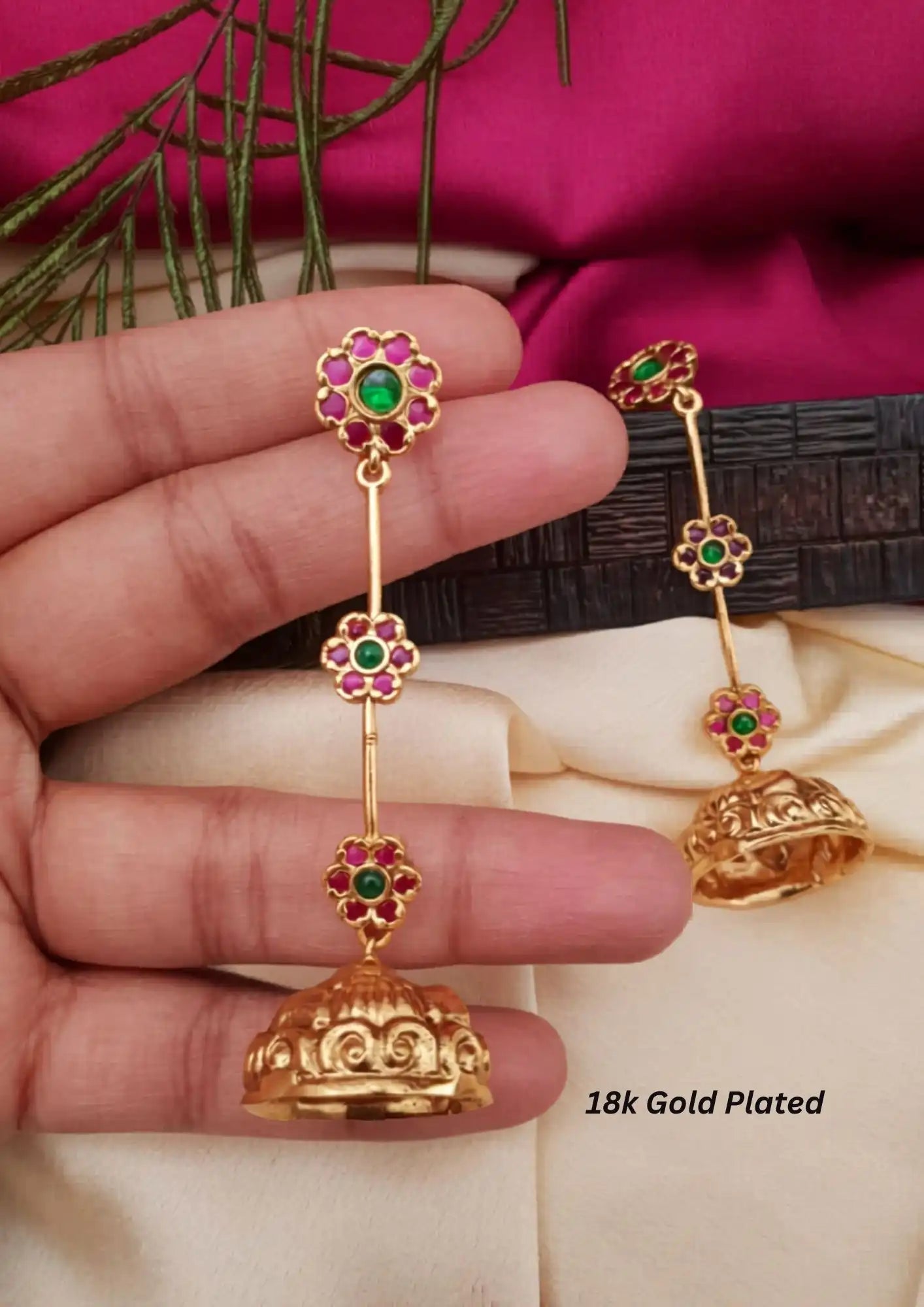 Kemp stone Antique gold plated earrings