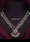 Jadau kundan and beads gold plated necklace