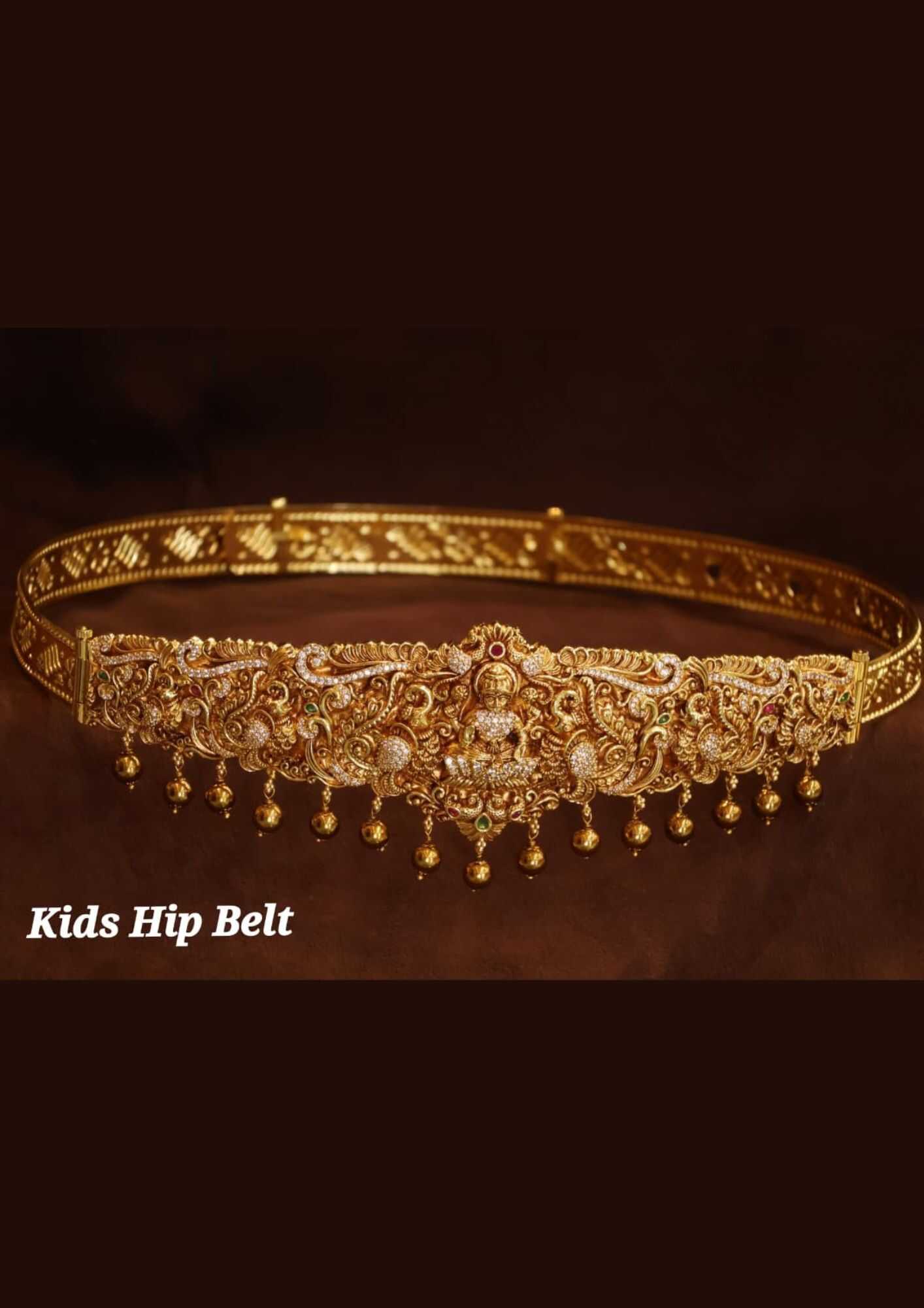 Kundan stone 18k gold platted Laxmi devi Kids size hipbelt