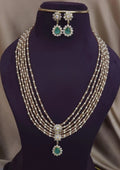 Kundan stone gold plated necklace with earrings