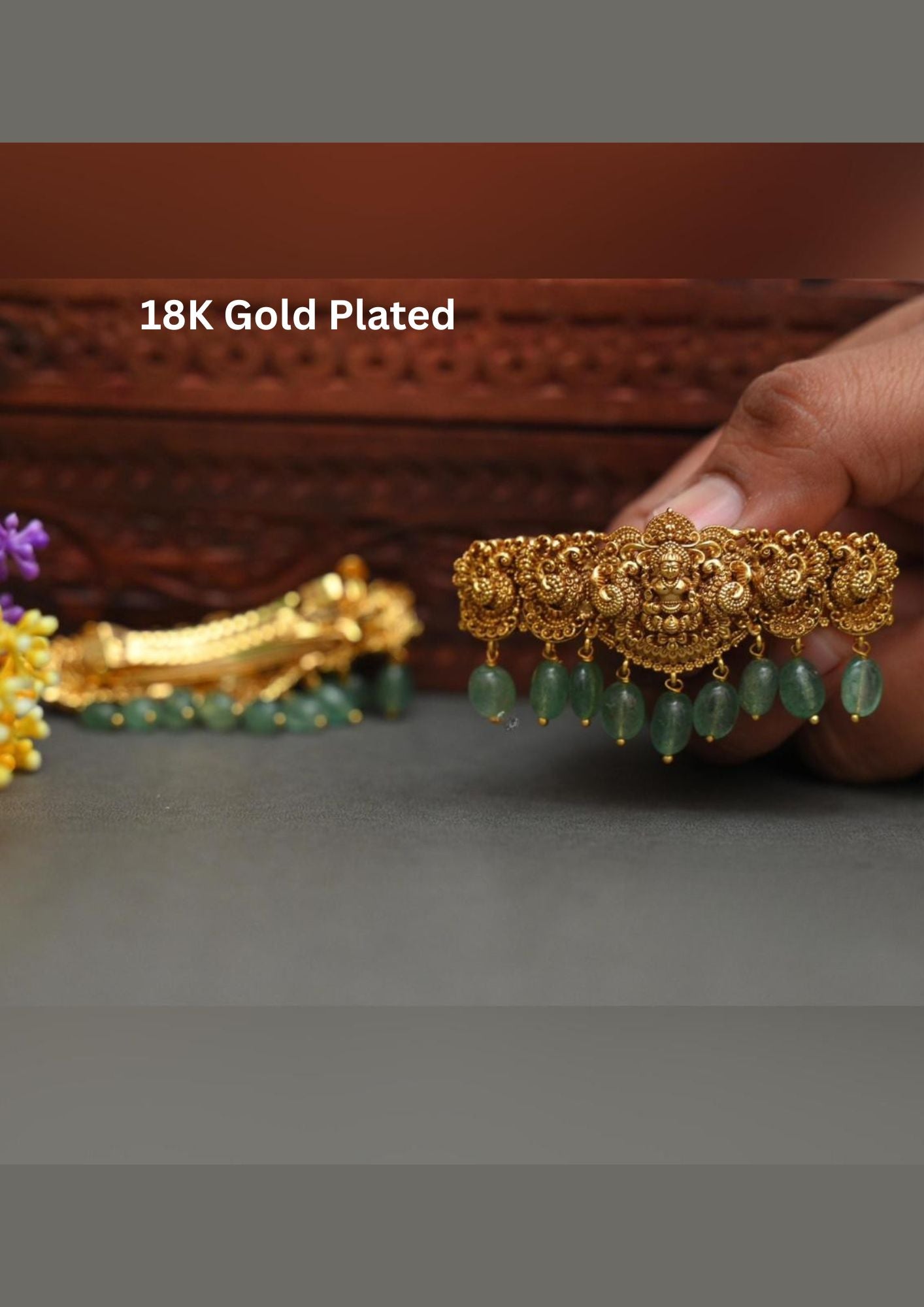 Kundan 18k gold platted temple jewellery hairclip