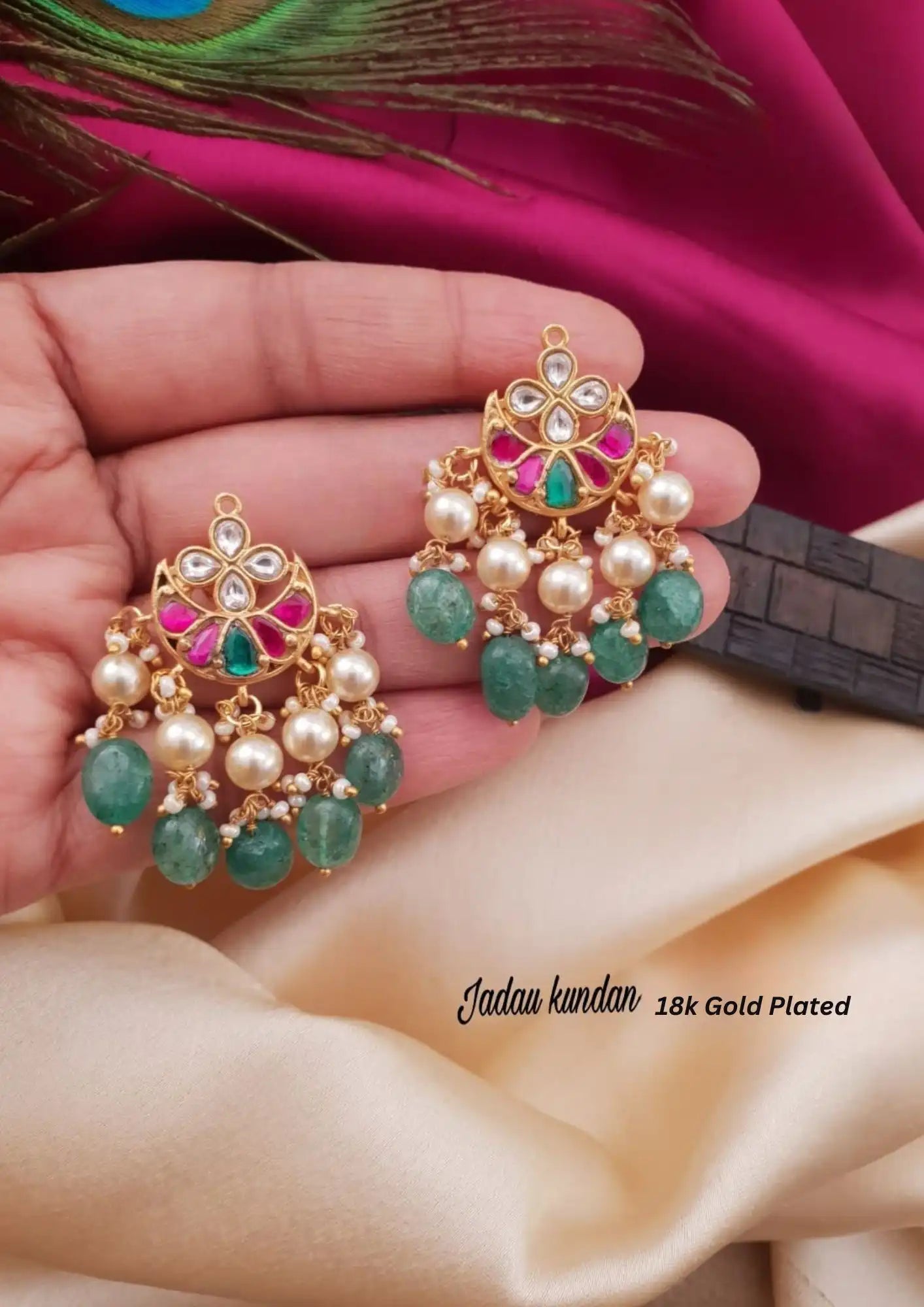 Jadau kundan gold plated earrings