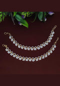 American diamond stones floral design ear chains