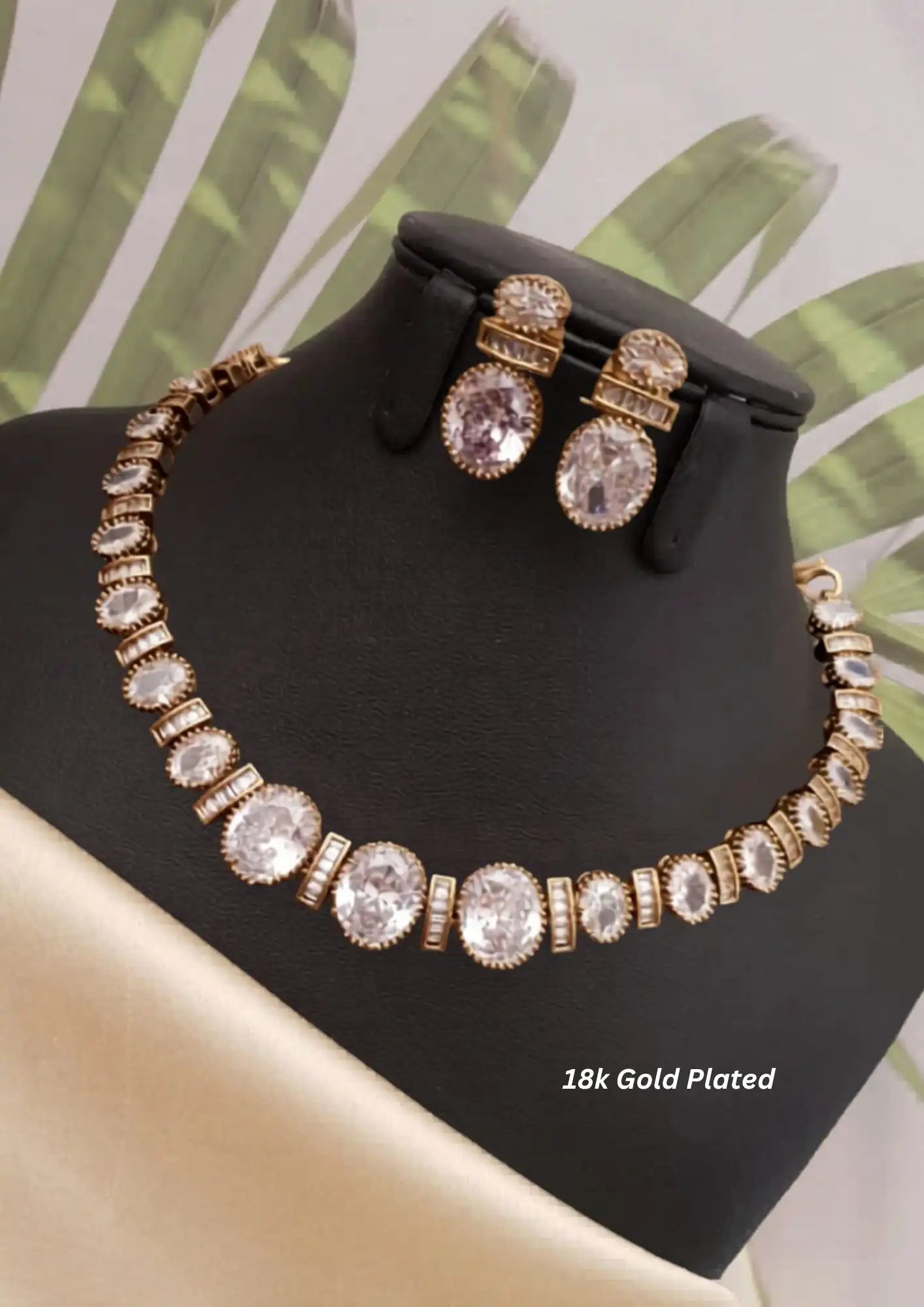 American diamond necklace with earrings