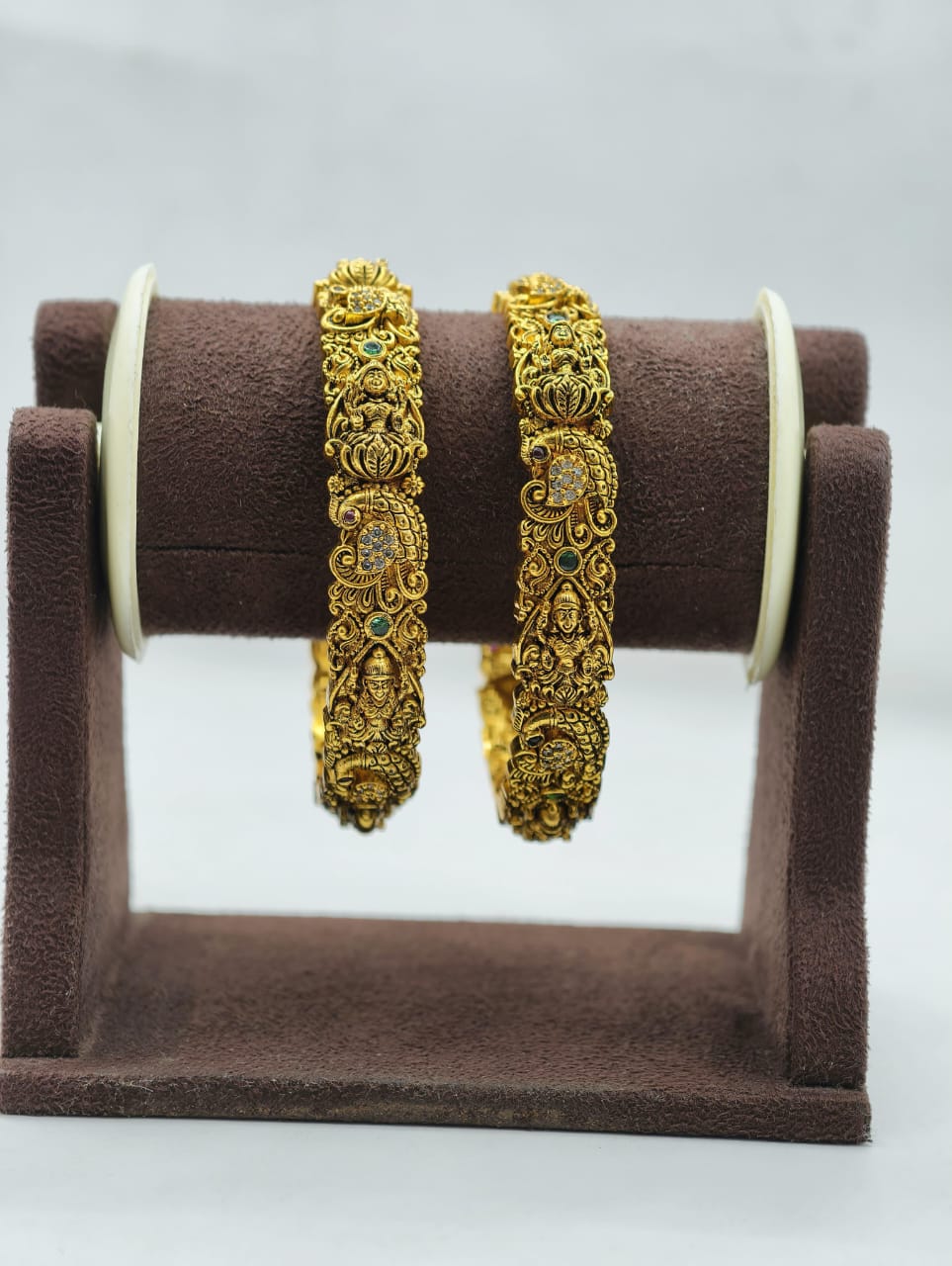 Kundan stone 18k gold plated temple jewellery bangles