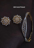 Pure Zirconian Diamond Gold Plated Openable Bracelet And Studs Combo
