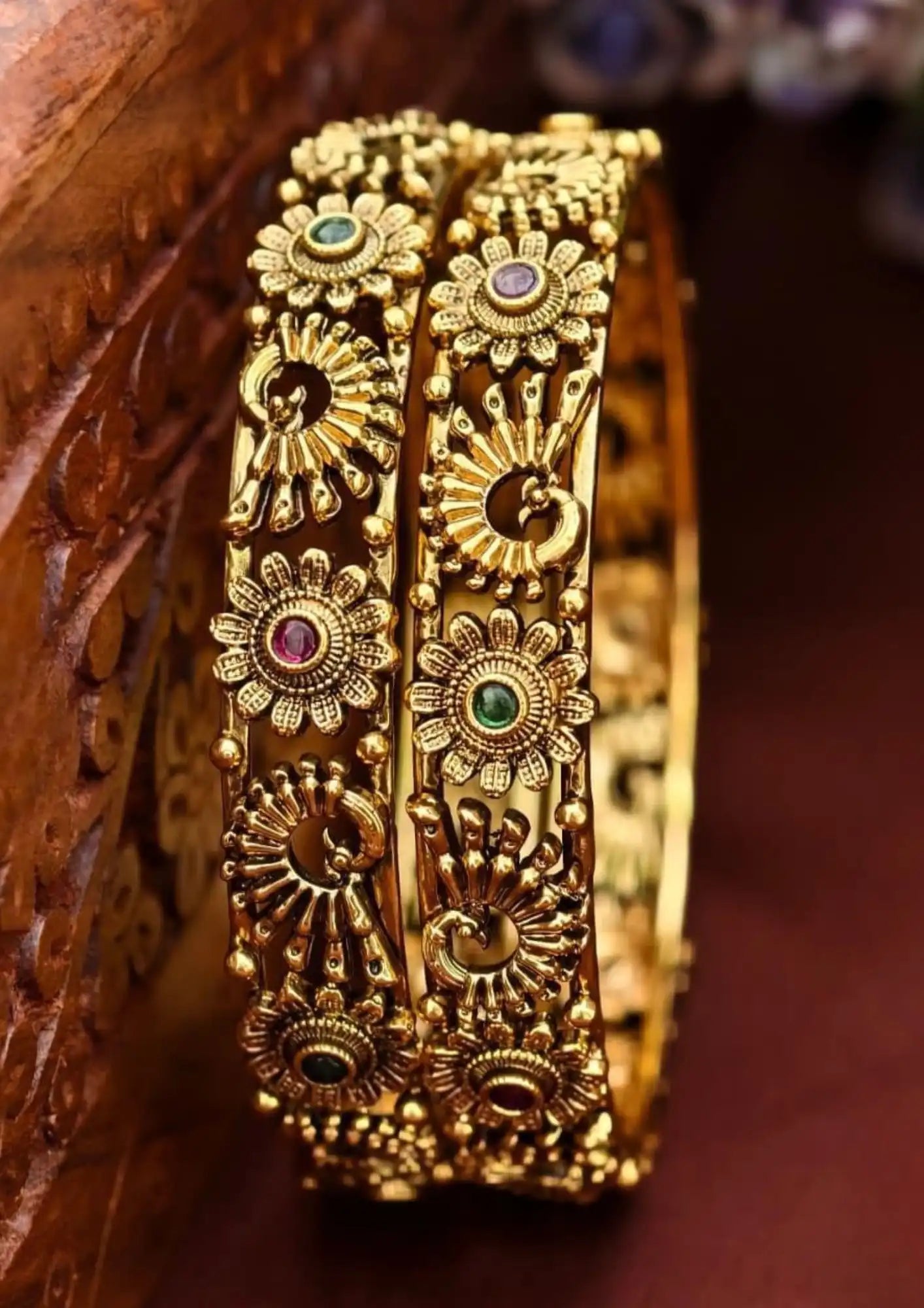 Kundan stone gold plated bangles