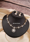 American diamond gold plated necklace with earrings