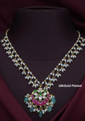 Jadau kundan and beads gold plated necklace