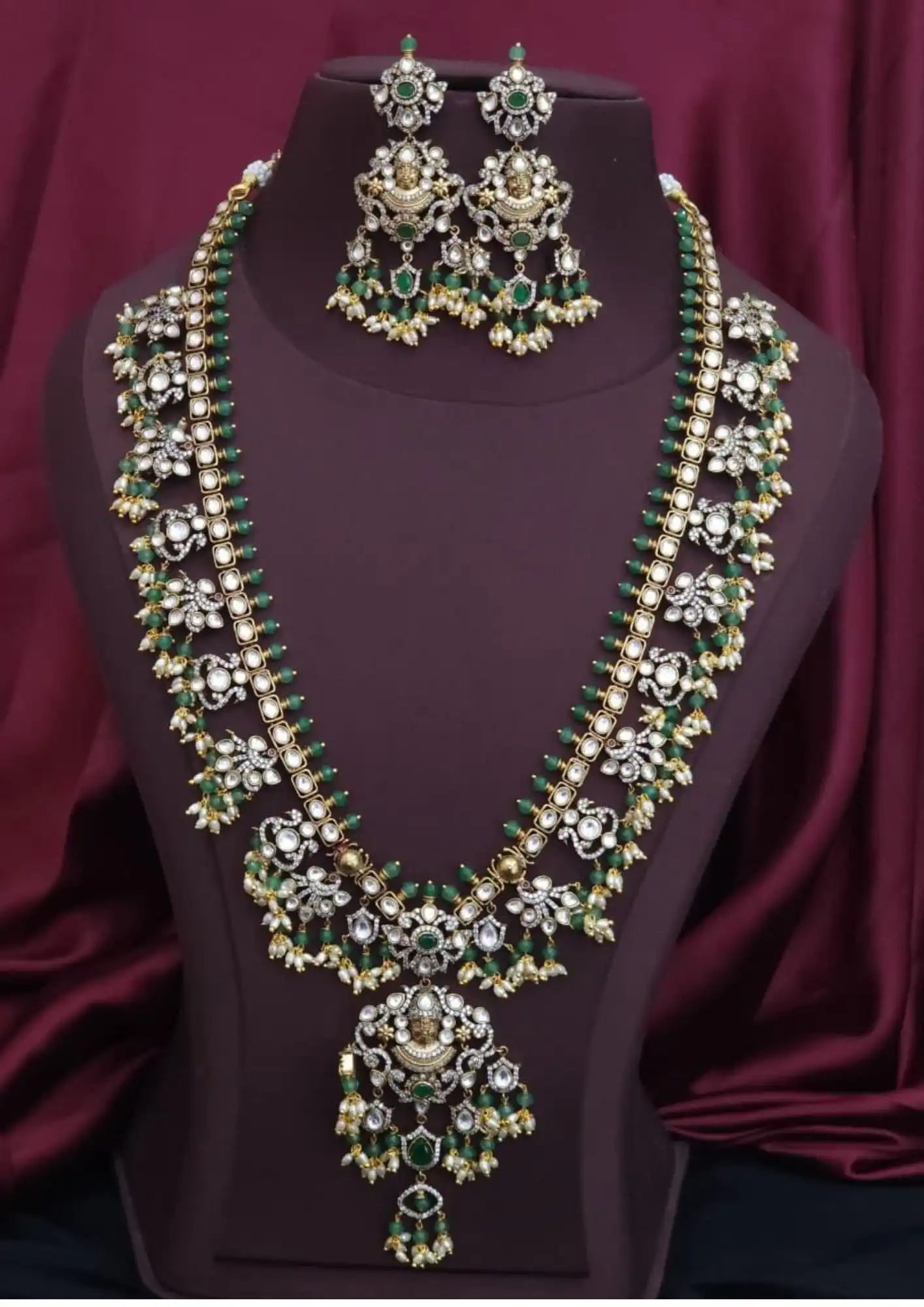 Victorian temple jewelry gold plated necklace with earrings