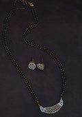 Pure Zirconian Diamond Gold Plated Mangalsutra With Earrings