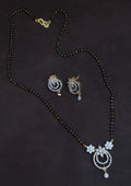 Pure Zirconian Diamond Gold Plated Mangalsutra With Earrings