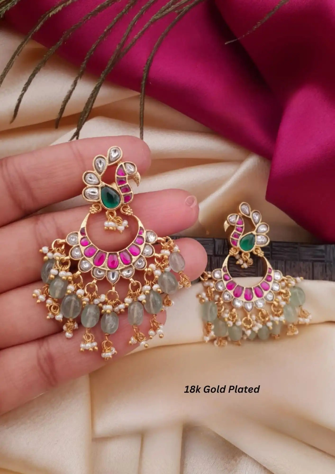 Jadau kundan gold plated earrings