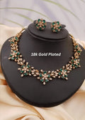 American diamond gold plated necklace with earrings