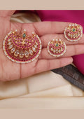 Kempu stones 18k gold platted pendent set with earrings