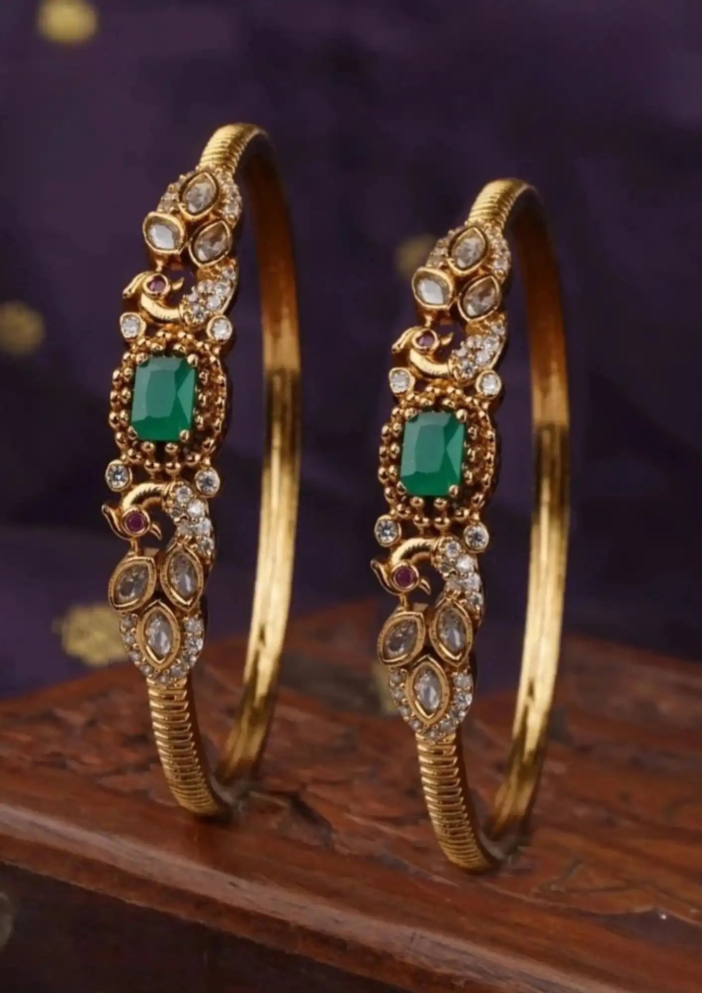 Kundan stone gold plated bangles