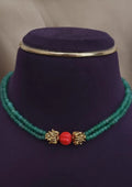 Kundan and coral pumpkin beads 18k gold plated necklace
