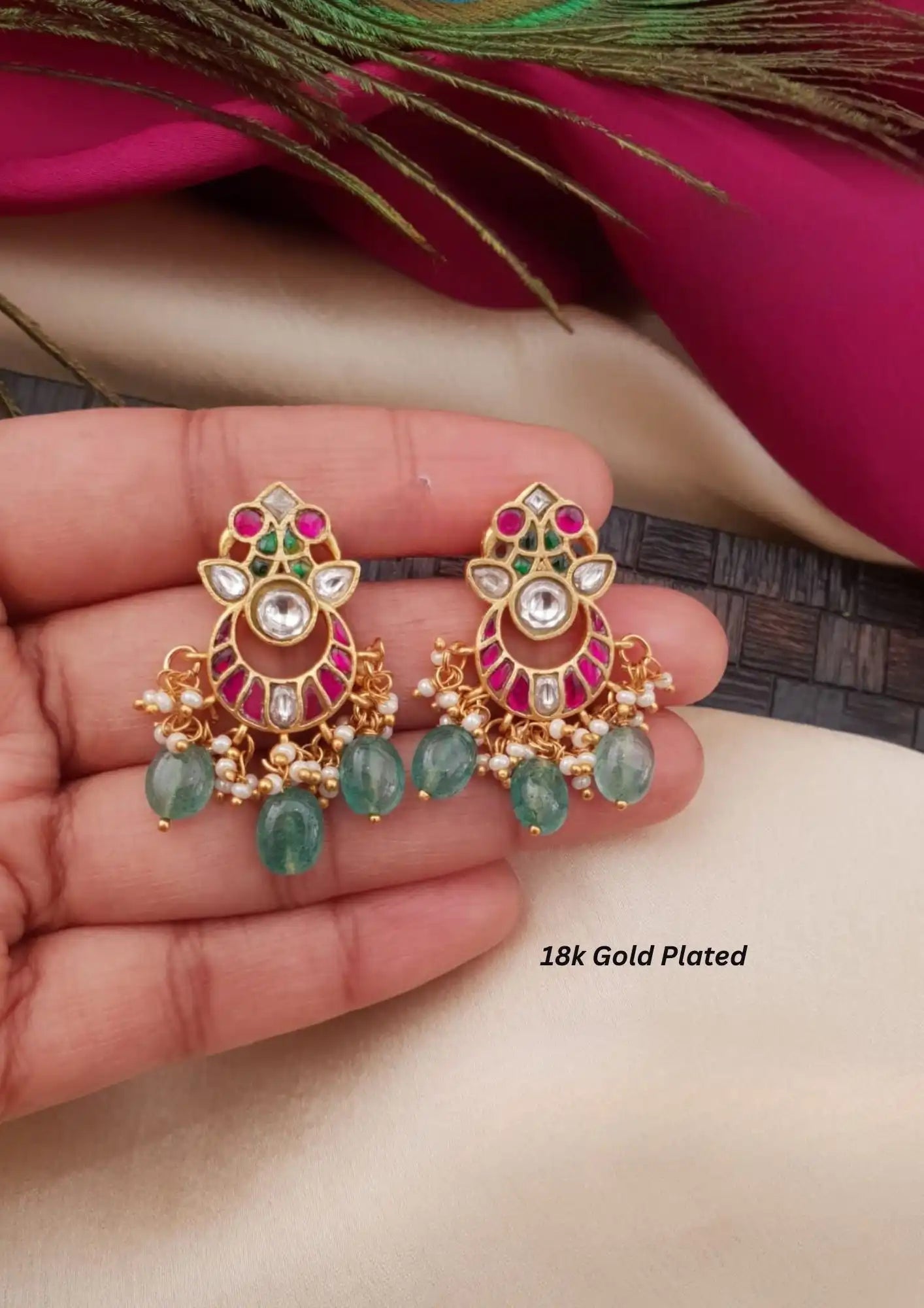 Jadau kundan gold plated earrings