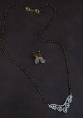 Pure Zirconian Diamond Gold Plated Mangalsutra With Earrings