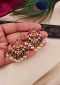 Jadau kundan stone temple jewellery earrings