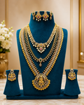 Kundan and beads temple jewellery bridal set