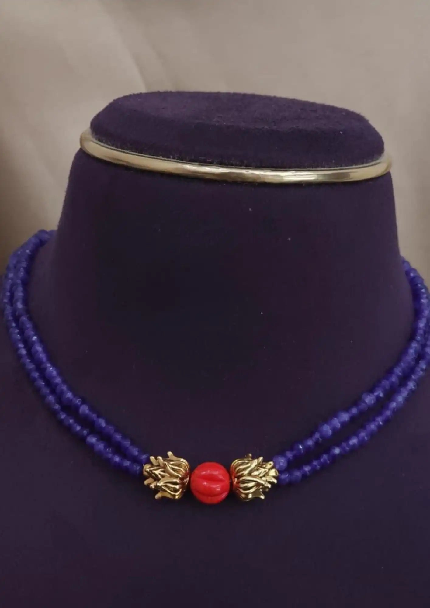 Kundan and coral pumpkin beads 18k gold plated necklace