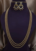 Kundan beads 18k gold platted necklace with earrings