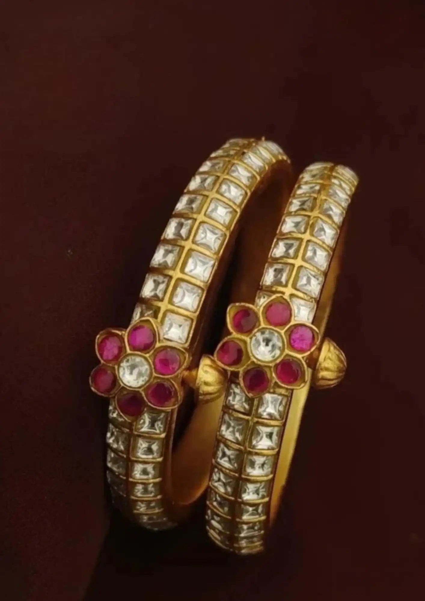 Jadau Kundan stone openable bangles