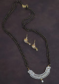 Pure Zirconian Diamond Gold Plated Mangalsutra With Earrings