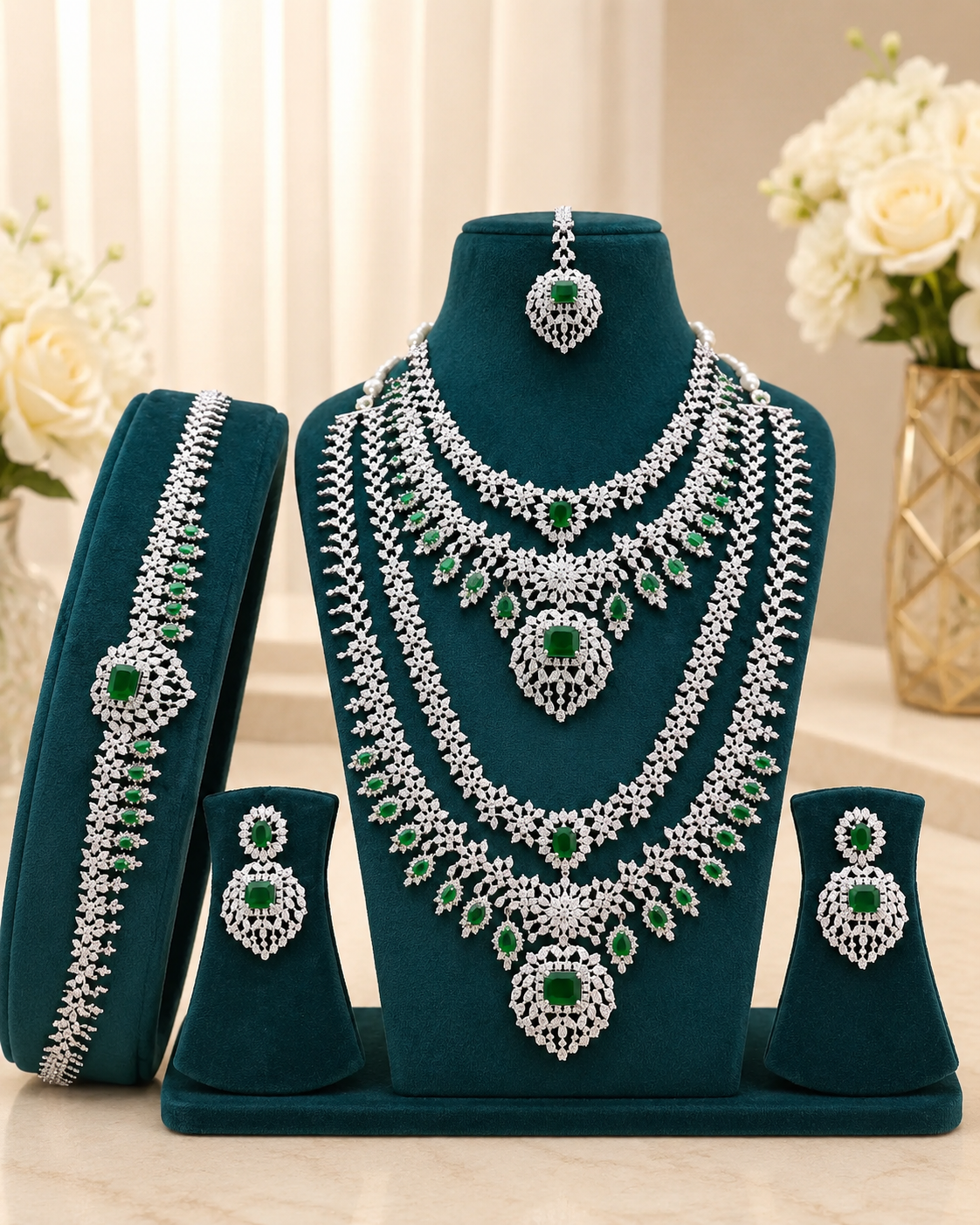 American diamond stones bridal set