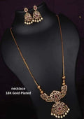 Kundan Gold Plated Long Pearl Drop Necklace With Earrings